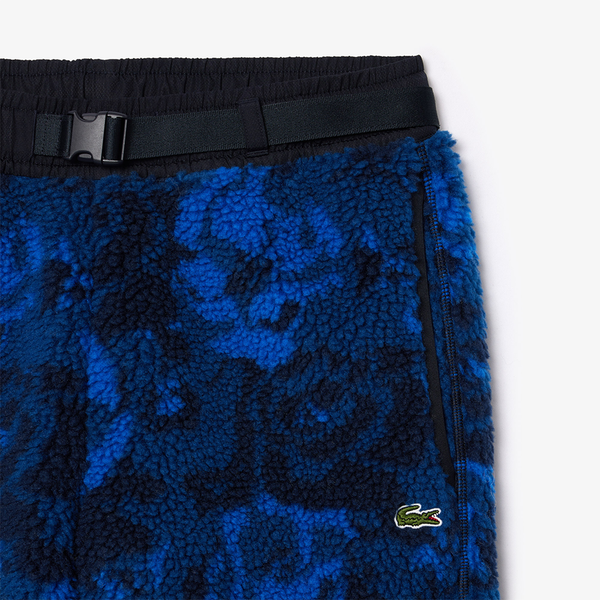 LACOSTE - FLOWERED SHERPA SWEATPANTS BLUE