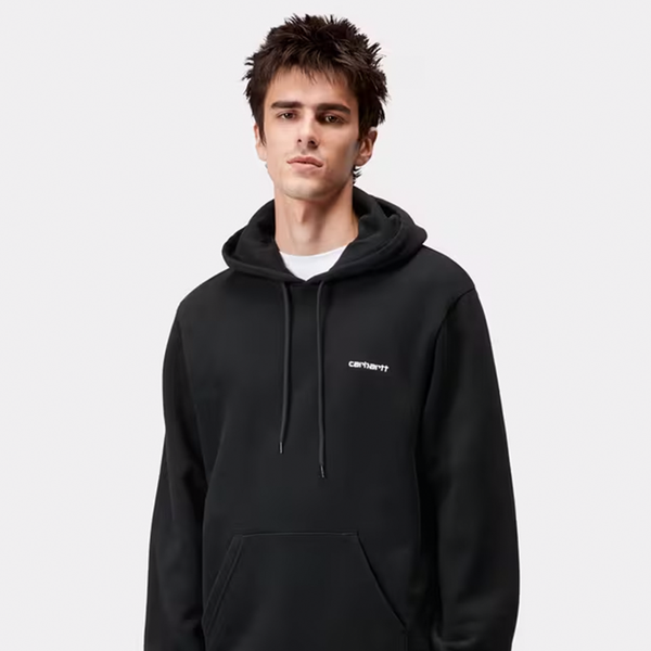 CARHARTT WIP - HOODED SCRIPT EMBROIDERY SWEAT BLACK/WHITE