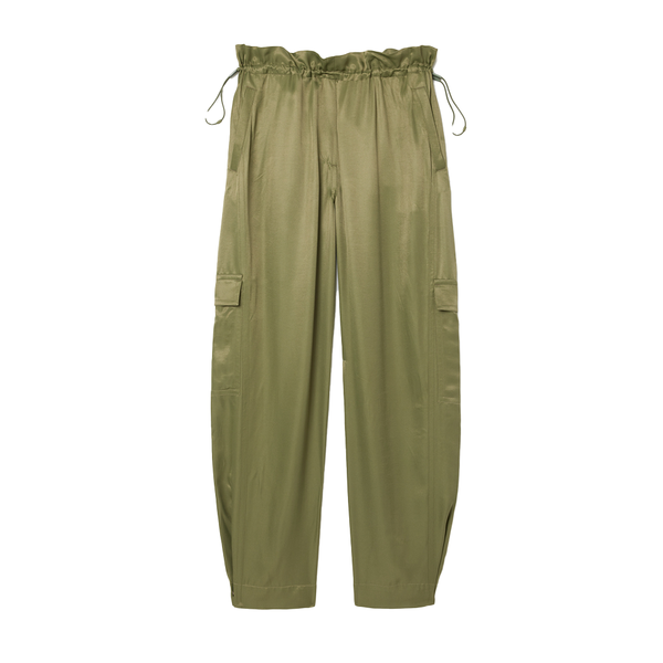 LACOSTE - OVERSIZED SATIN CARGO PANTS KHAKI