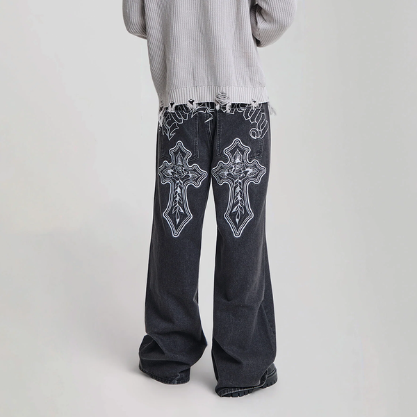 ED HARDY - GOTHIC CONTRAST CROSS XXTRA JEANS WASHED BLACK