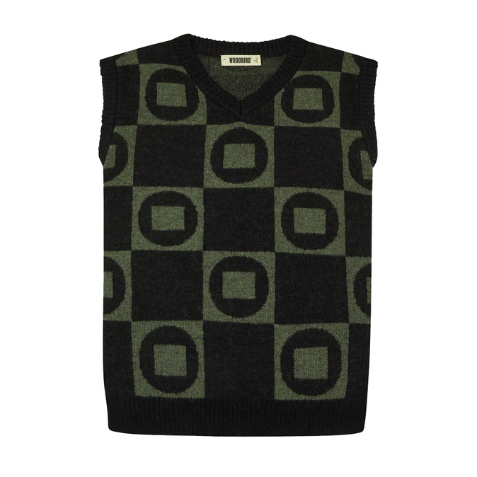 WOODBIRD - CHECK VEST BLACK/GREEN