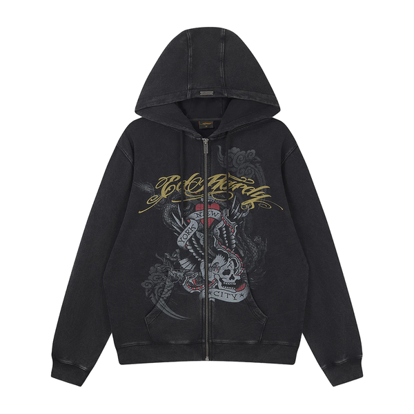 ED HARDY - STORMING NEW YORK ZIP HOODIE BLACK