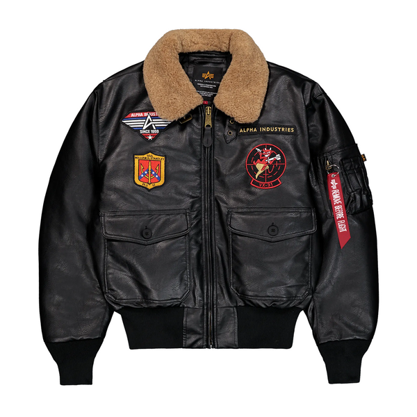 ALPHA INDUSTRIES - G-1 DEVILS BRIGADE FAUX LEATHER BOMBER BLACK