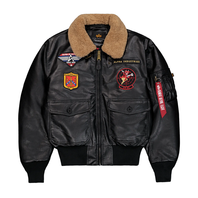 ALPHA INDUSTRIES - G-1 DEVILS BRIGADE FAUX LEATHER BOMBER BLACK