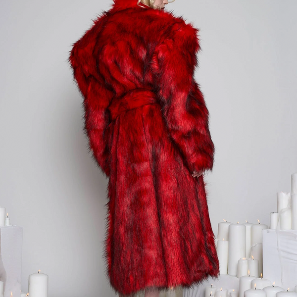 NAMILIA - MIDNIGHT FAUX FUR COAT RED