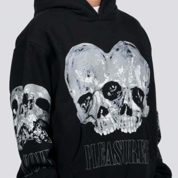 PLEASURES - DOUBLE SKULL HOODIE BLACK