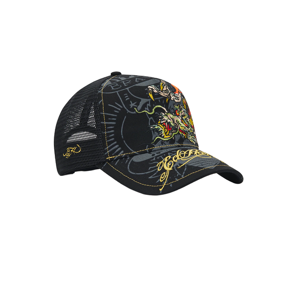 ED HARDY - CRAWLING DRAGON TRUCKER CAP BLACK