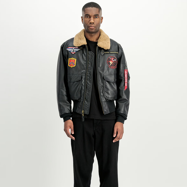 ALPHA INDUSTRIES - G-1 DEVILS BRIGADE FAUX LEATHER BOMBER BLACK