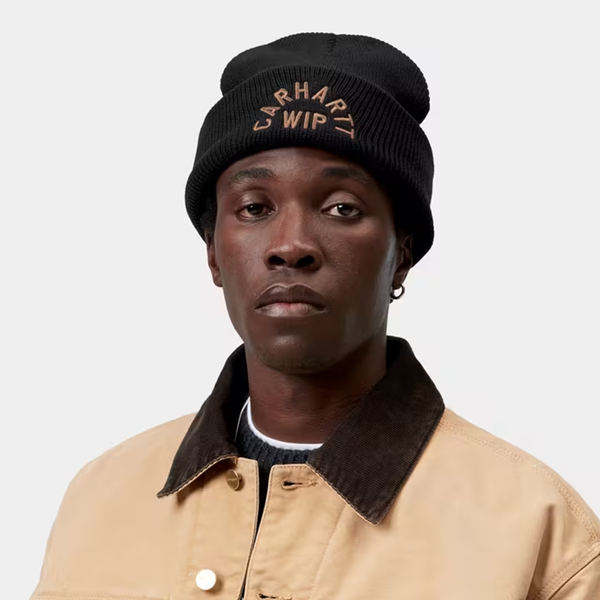 CARHARTT WIP - ARCH SCRIPT BEANIE BLACK/H BROWN