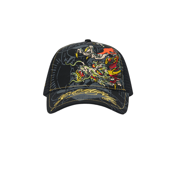ED HARDY - CRAWLING DRAGON TRUCKER CAP BLACK