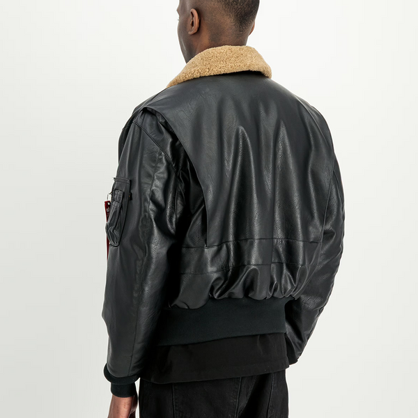 ALPHA INDUSTRIES - G-1 DEVILS BRIGADE FAUX LEATHER BOMBER BLACK