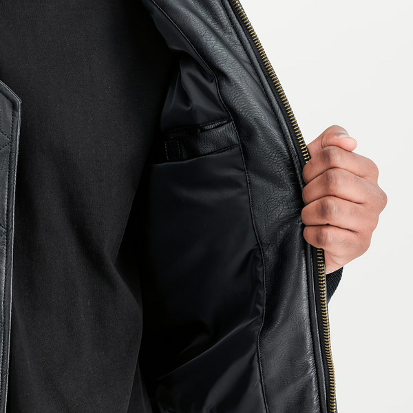 ALPHA INDUSTRIES - G-1 DEVILS BRIGADE FAUX LEATHER BOMBER BLACK