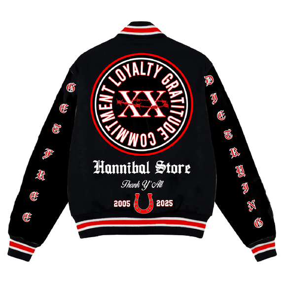 HANNIBAL STORE - XX ANNIVERSARY BLACK VARSITY LEATHER JACKET
