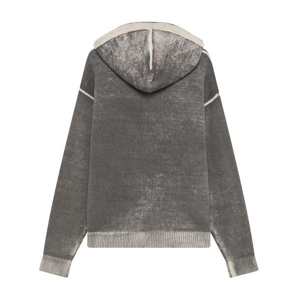 AMISH - HOOD ZIP COTTON SPRAY WASHED BLACK