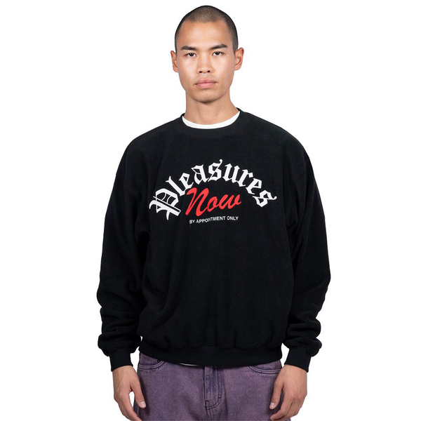 PLEASURES - APPOINTMENT FLEECE CREWNECK BLACK