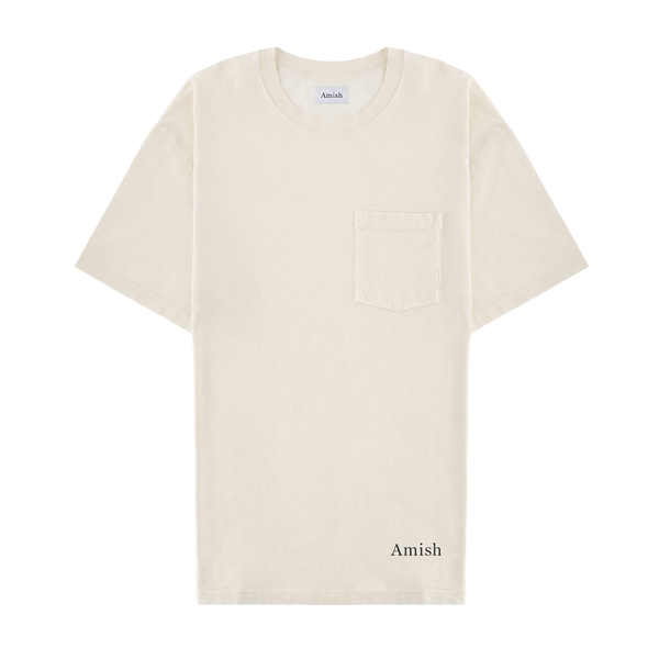 AMISH - RAW EDGE MICRO LOGO T-SHIRT ECRU