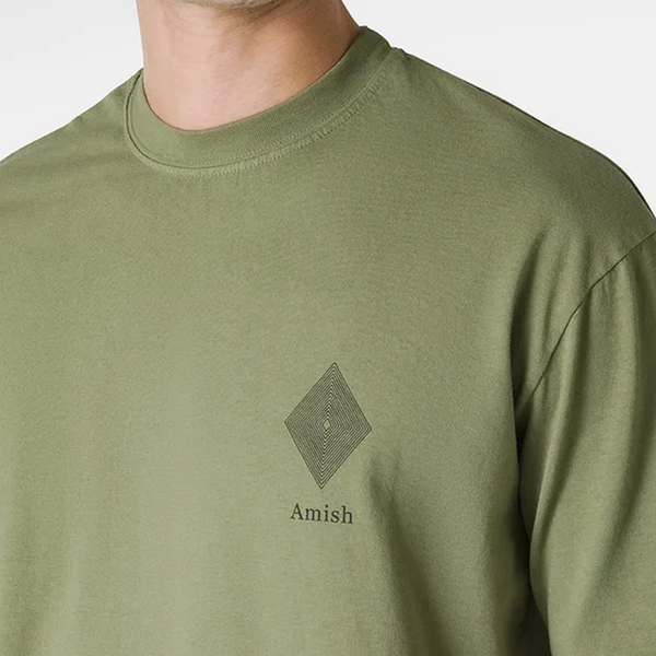 AMISH - T-SHIRT LOGO ARMY GREEN