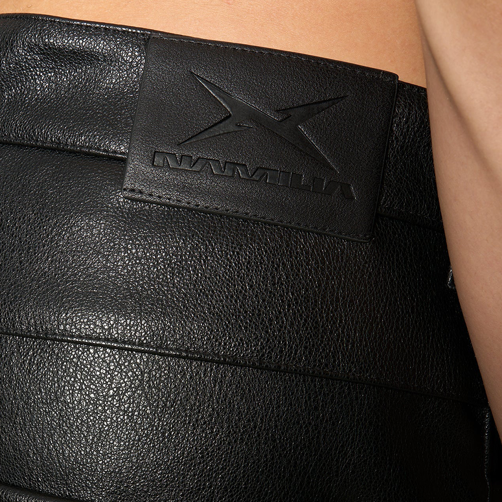 NAMILIA - LEATHER BAGGY SUIT TROUSERS BLACK