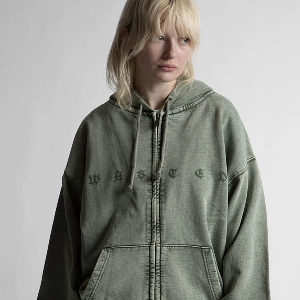 WASTED PARIS - SPLINTER FADED ZIP HOODIE OLIVE