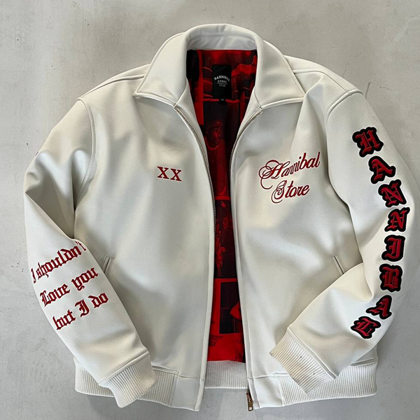 HANNIBAL STORE - ALIS USED XX ANNIVERSARY WHITE CROP LEATHER JACKET