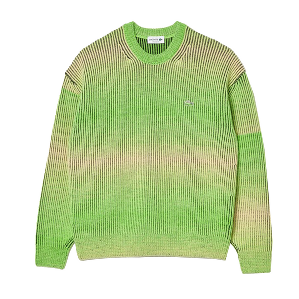 LACOSTE - HIGH NECK SWEATER WITH SHADES EFFECT GREEN