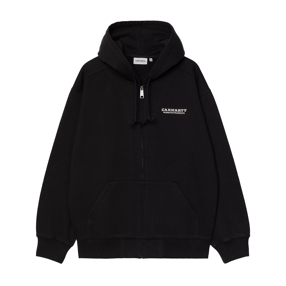 CARHARTT WIP - HOODED RUNAWAY SWEAT JACKET BLACK/WAX STONE WASHED