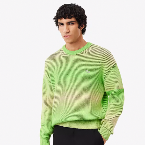 LACOSTE - HIGH NECK SWEATER WITH SHADES EFFECT GREEN