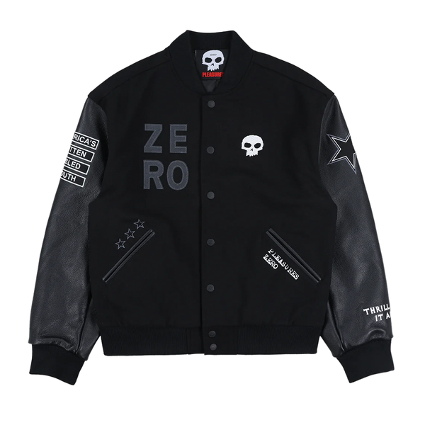 PLEASURES - ZERO PLEASURES VARSITY JACKET BLACKL