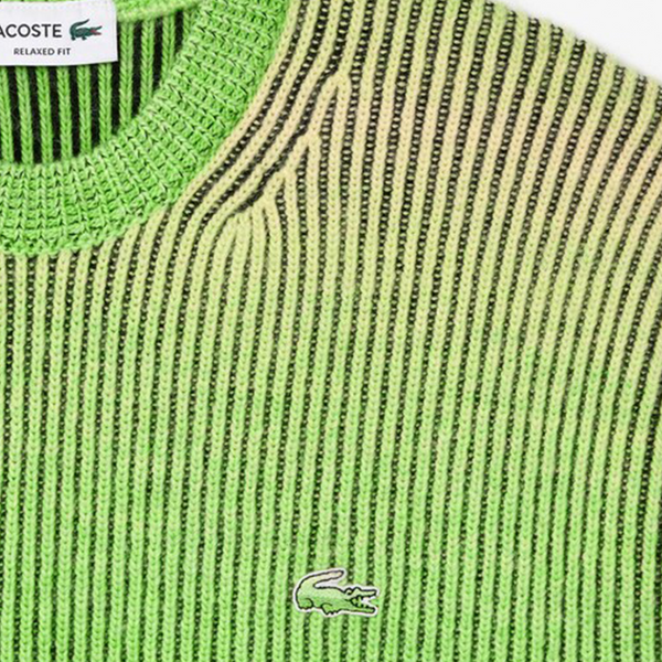 LACOSTE - HIGH NECK SWEATER WITH SHADES EFFECT GREEN