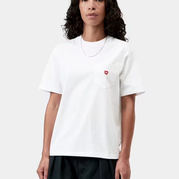 CARHARTT WIP - W' S/S POCKET SMALL HEART T-SHIRT WHITE/RED