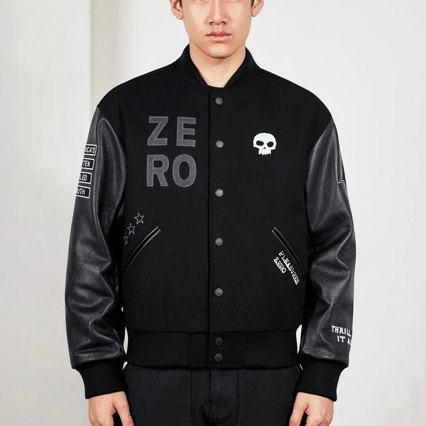 PLEASURES - ZERO PLEASURES VARSITY JACKET BLACKL