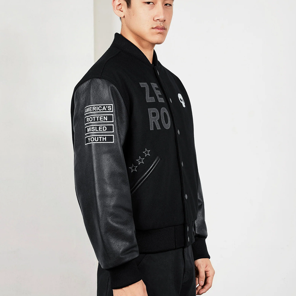 PLEASURES - ZERO PLEASURES VARSITY JACKET BLACKL