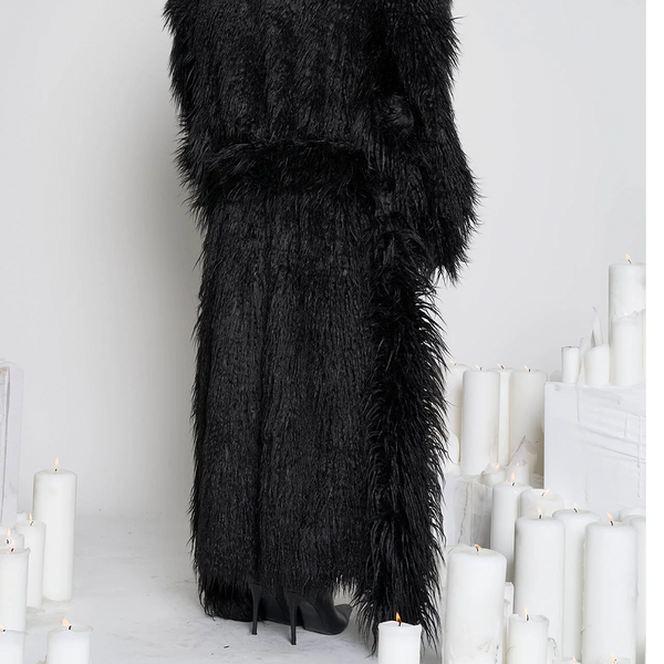 NAMILIA - MIDNIGHT FAUX FUR COAT BLACK