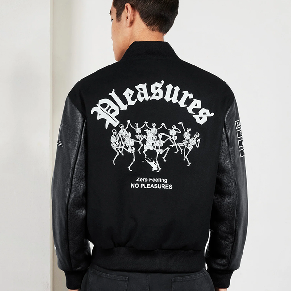 PLEASURES - ZERO PLEASURES VARSITY JACKET BLACKL