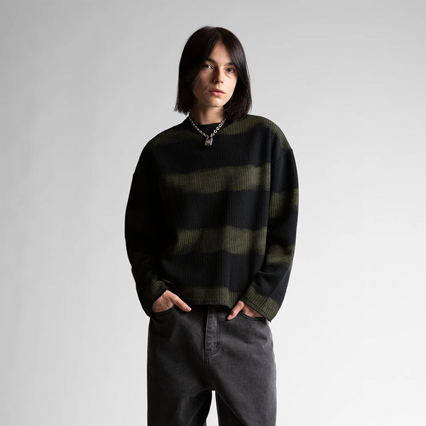 WASTED PARIS - SCRIPT STRIPED CREWNECK