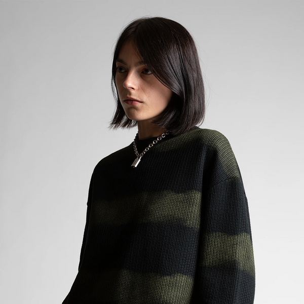 WASTED PARIS - SCRIPT STRIPED CREWNECK