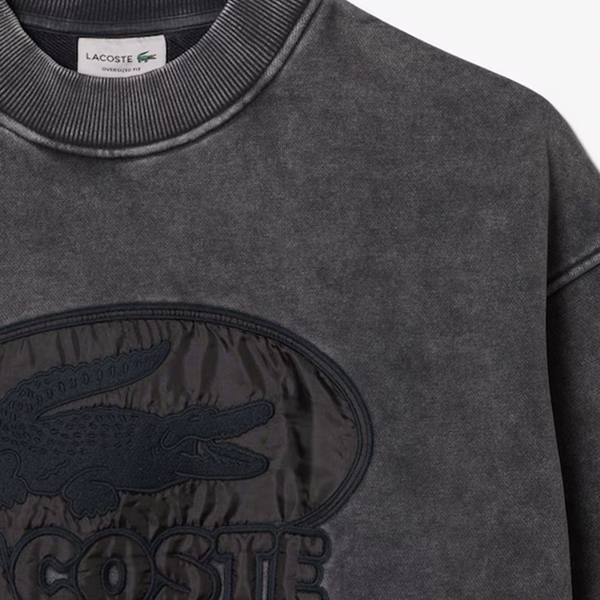 LACOSTE - OVERSIZED SWEATSHIRT IN FLEECE FABRIC BLACK