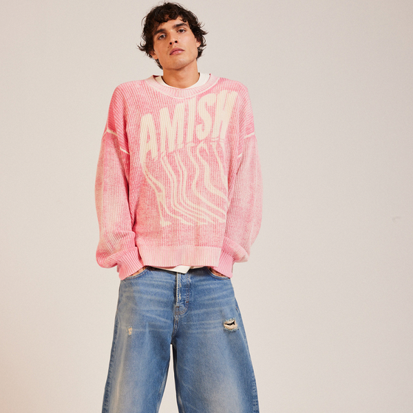 AMISH - CREW COTTON PRINT LOGO BIG BUBBLE