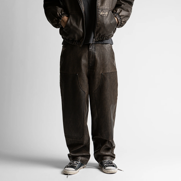 WASTED PARIS - LEATHER HAMMER PANT VINTAGE BROWN