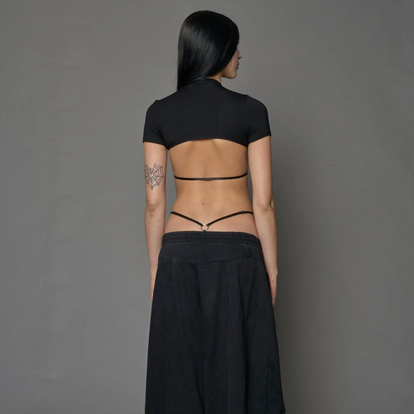 NAMILIA - LINGERIE T-SHIRT BODYSUIT BLACK