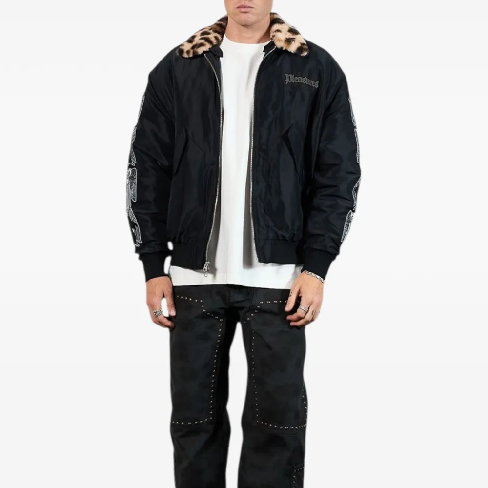 PLEASURES - ANGEL DEMON FLIGHT JACKET BLACK