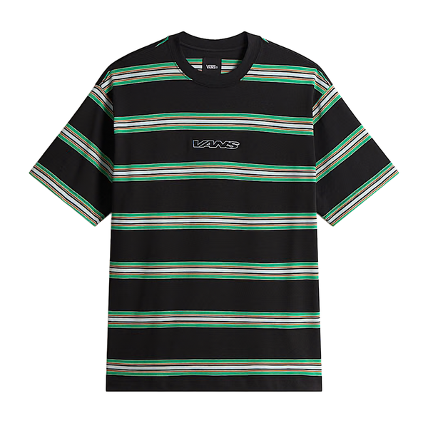 VANS - MESA STRIPE T-SHIRT BLACK/VERDENT