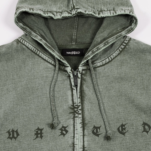 WASTED PARIS - SPLINTER FADED ZIP HOODIE OLIVE