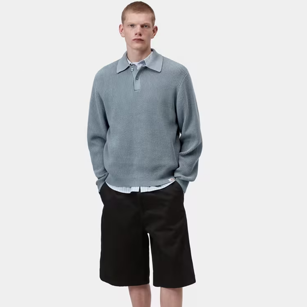 CARHARTT WIP - L/S MILES POLO SHADY BLUE