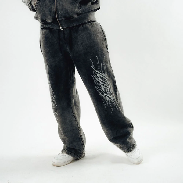 IUTER - TRIBAL MARBLE WIDE LEG SWEATPANTS BLACK