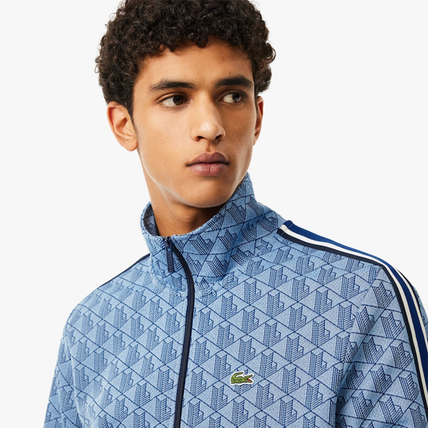 LACOSTE -  ZIP JACUQARD PARIS MONOGRAM JACKET BLUE