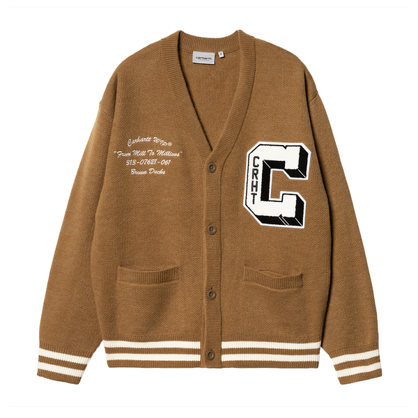 CARHARTT WIP - BROWN DUCKS CARDIGAN HAMILTON BROWN/WAX