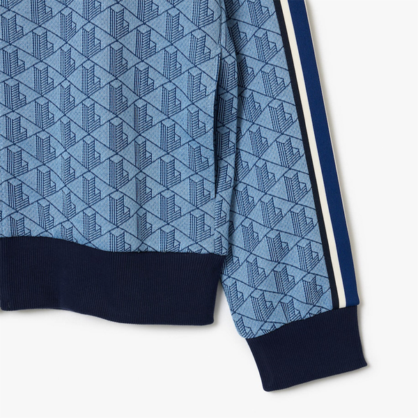 LACOSTE -  ZIP JACUQARD PARIS MONOGRAM JACKET BLUE