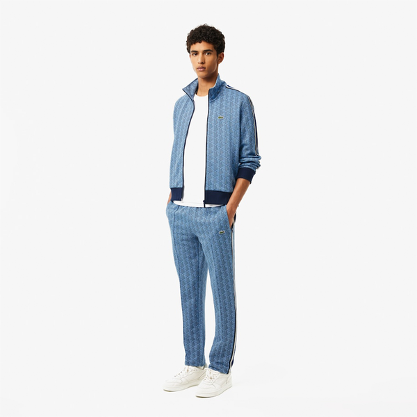 LACOSTE -  ZIP JACUQARD PARIS MONOGRAM JACKET BLUE