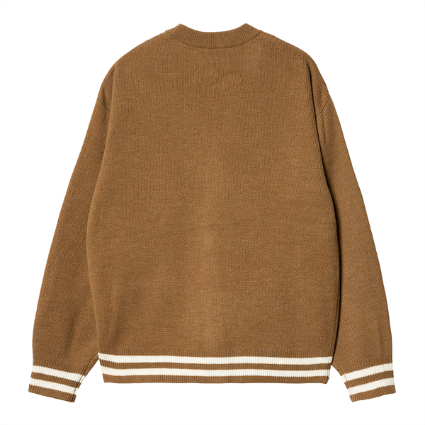 CARHARTT WIP - BROWN DUCKS CARDIGAN HAMILTON BROWN/WAX